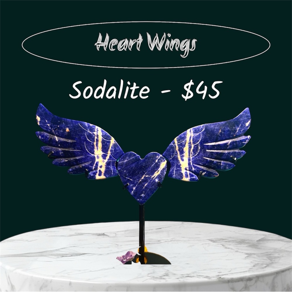 Sodalite Heart Wings Sculpture